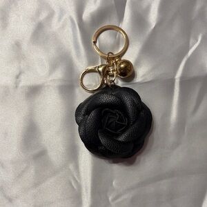 Black rose bag charm/keychain